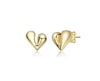 Rachel Glauber Polished Heart Design Stud Earrings in 14K Gold Plated