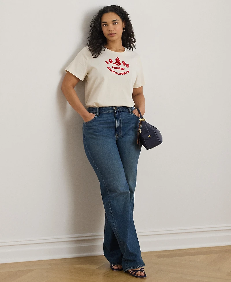 Lauren Ralph Plus Embroidered Logo T-Shirt