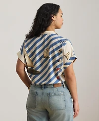 Lauren Ralph Plus Spread Collar Printed Shirt