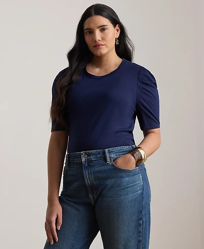 Lauren Ralph Plus Puff-Sleeve Top