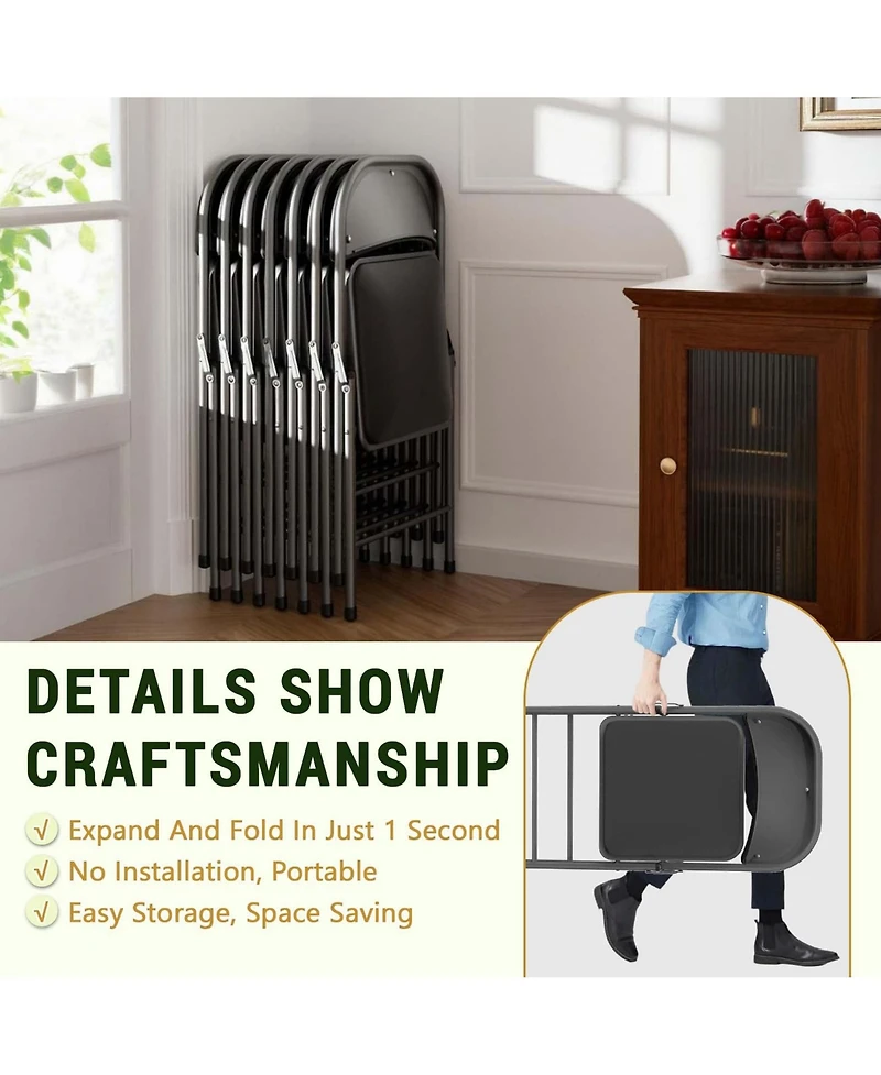 Boyel Living 4 Pieces Folding Chairs - Waterproof, Stackable & Durable for Parties & Outdoor