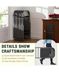 Boyel Living 4 Pieces Folding Chairs - Waterproof, Stackable & Durable for Parties & Outdoor