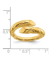Solid 18k Yellow Gold Adjustable Textured Snake Ring