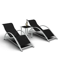 gaomon 3-Pack Pool Lounge Chairs, Patio Sunbathing Recliners with Backrest – Outdoor Tanning Chaise Loungers for Beach, Deck, Lawn