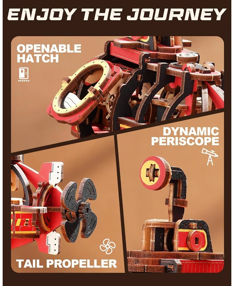 Robotime Pendulum Balance Toy, 3D Wooden Puzzles for Adults, Retro Deep-Sea Adventurer, Diy Craft Wood Puzzle Kit