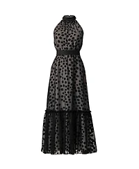 Ivonne Women's Halter Neck Polka Dot Maxi Dress