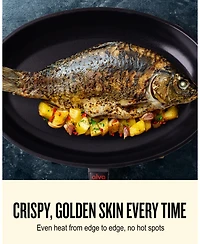 Alva Energy 13.4" Oval Nonstick Ceramic Fish Frying Pan – Non-Toxic, Pfas-Free, Whole Fish Ready