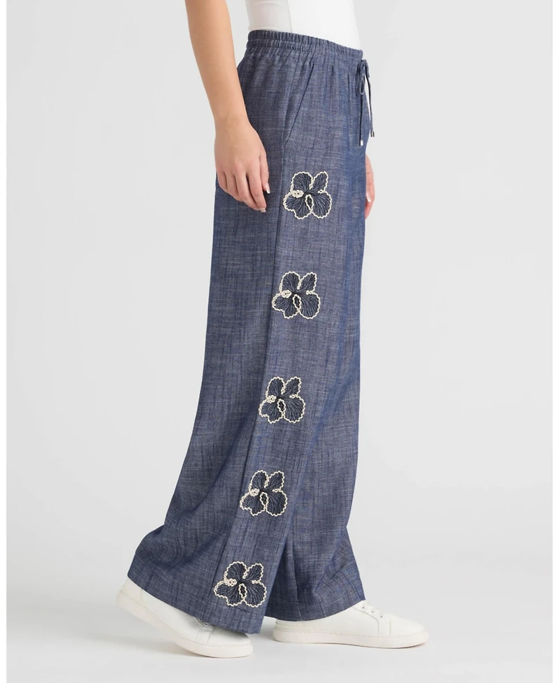 Nvlt Women's Pull On Embroidered Trouser