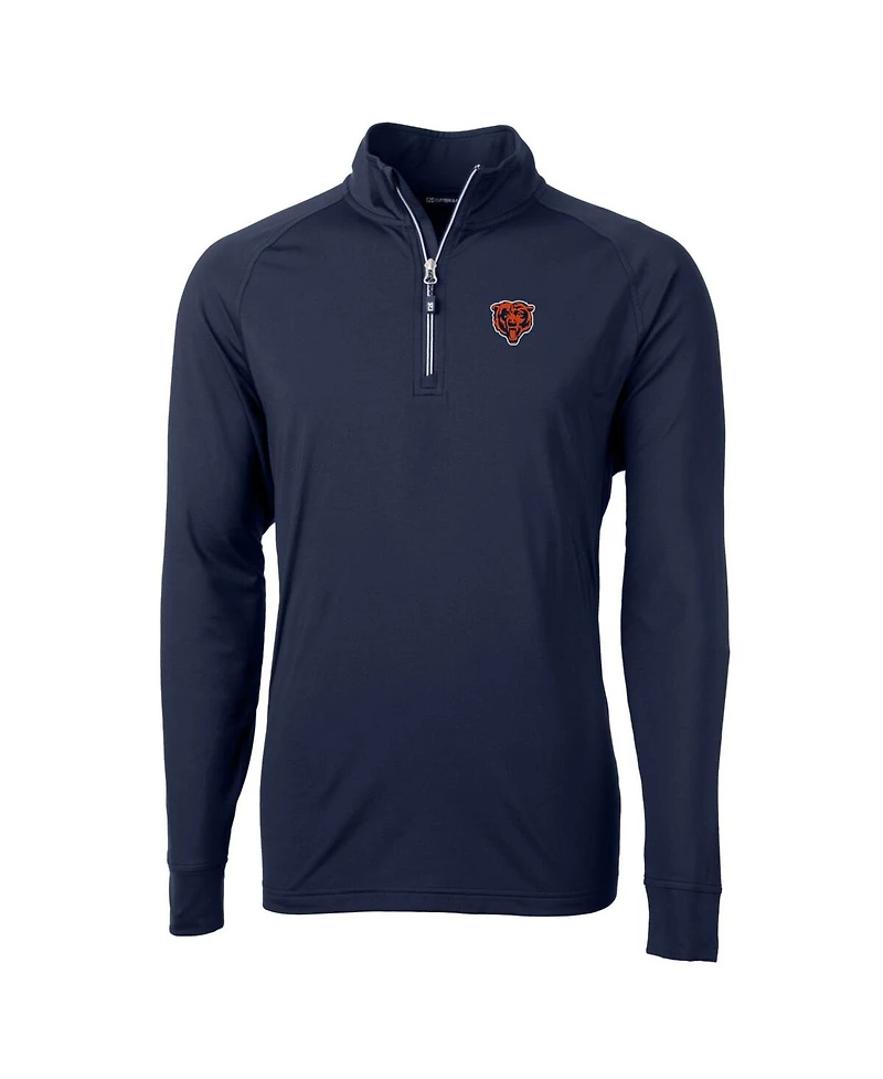 Cutter & Buck Men's Navy Chicago Bears Adapt Eco Knit Stretch Quarter-Zip Throwback Pullover Sweatshirt