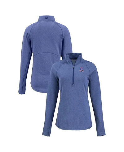 Cutter Buck Women's Heather Royal New England Patriots Peshastin Eco Fleece Tri-Blend Raglan Half-Zip Jacket