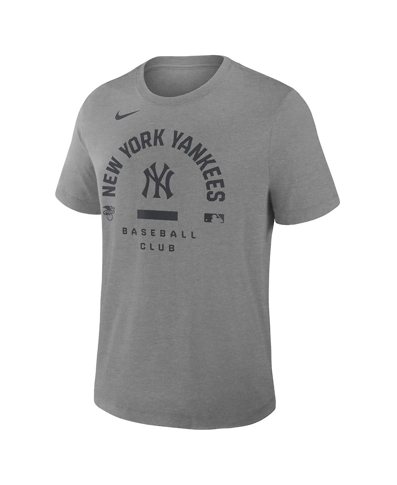 Nike Men's Heather Charcoal New York Yankees Authentic Collection Early Work Tri-Blend Dri-fit T-Shirt