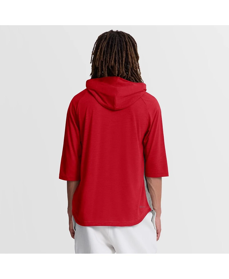 Nike Men's Red Philadelphia Phillies Authentic Collection Flux Dri-fit Raglan 3/4-Sleeve Hooded T-Shirt