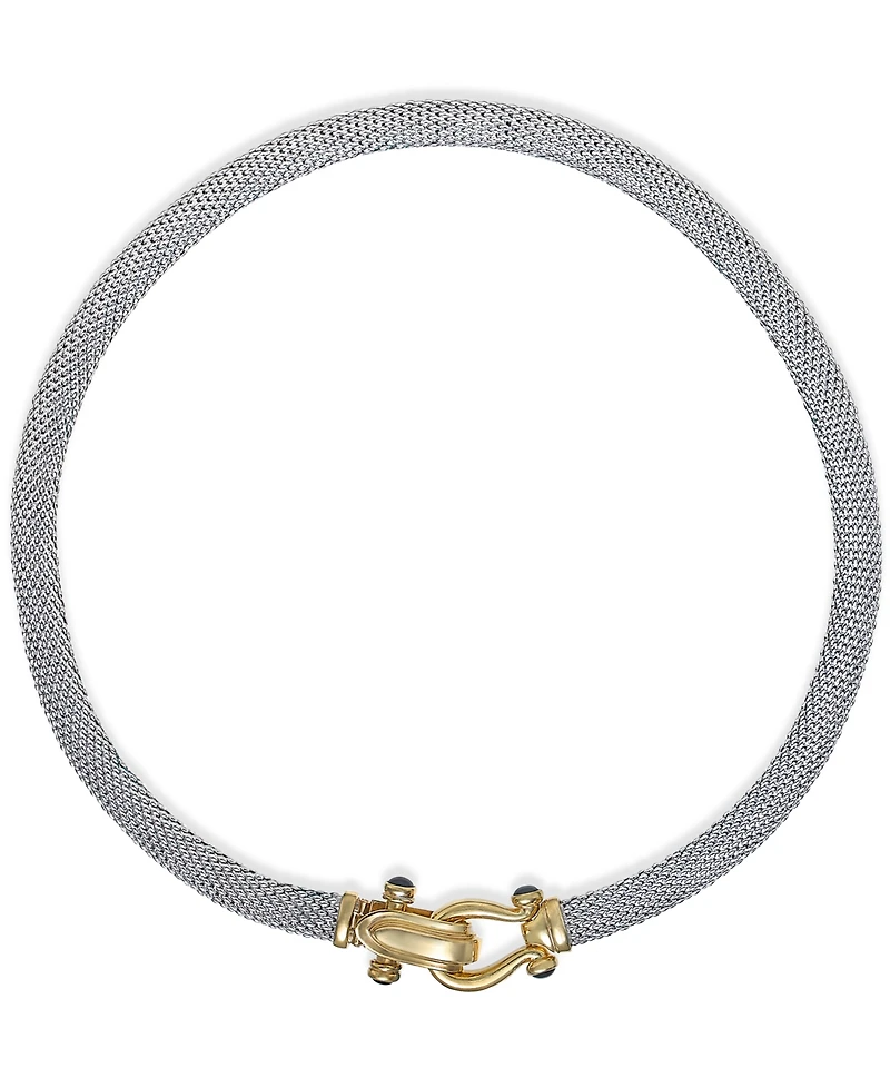 Italian Gold Rounded Mesh Collar Necklace in 14k Gold over Sterling Silver