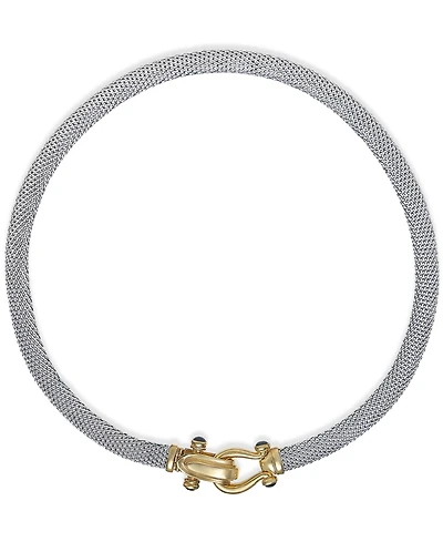 Italian Gold Rounded Mesh Collar Necklace in 14k Gold over Sterling Silver