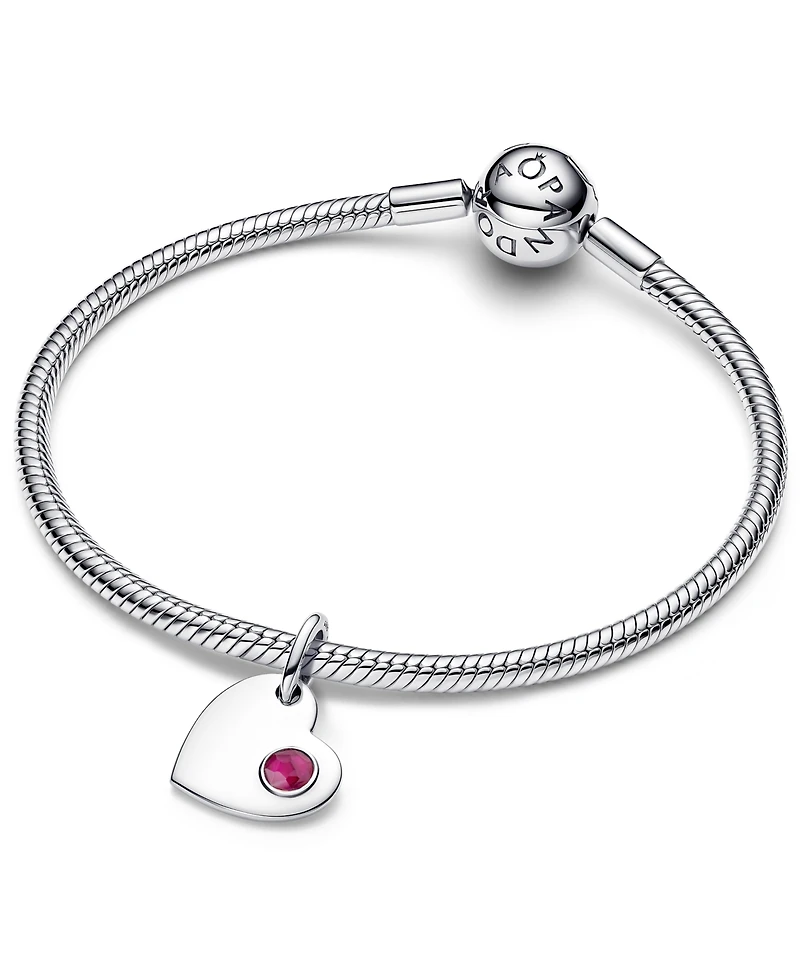 Pandora July Engravable Heart True Red Stone Dangle Charm