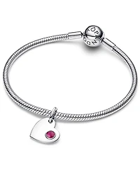 Pandora July Engravable Heart True Red Stone Dangle Charm