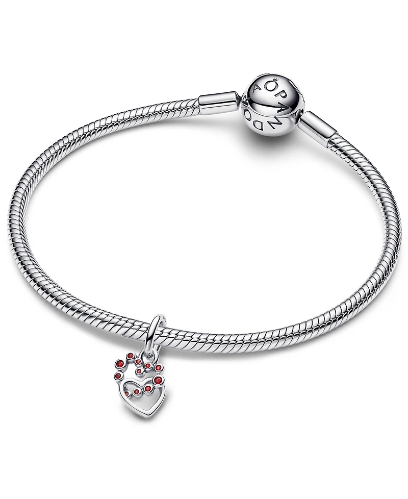 Pandora Connected Hearts Red Stones Dangle Charm
