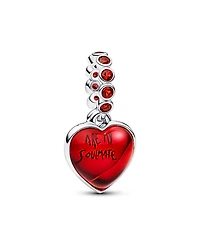 Pandora Red Murano Glass Heart Double Dangle Charm