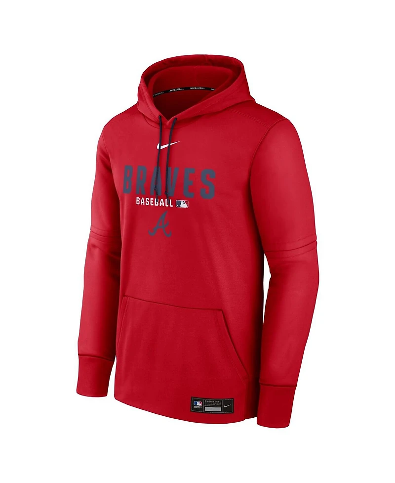 Nike Men's Red Atlanta Braves Authentic Collection Therma-fit Hoodie