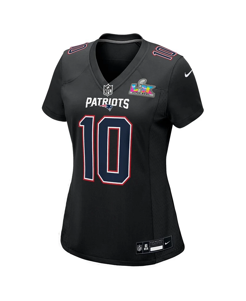 Nike Women's Drake Maye Black New England Patriots Super Bowl Lx Patch Carbon Fashion Game Jersey