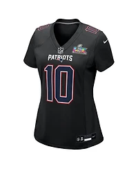 Nike Women's Drake Maye Black New England Patriots Super Bowl Lx Patch Carbon Fashion Game Jersey