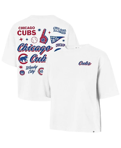 47 Brand Women's White Chicago Cubs Collage Script Reed City T-Shirt