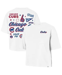 47 Brand Women's White Chicago Cubs Collage Script Reed City T-Shirt