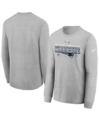 Nike Big Boys and Girls Gray New England Patriots 2025 Afc Champions Locker Room Trophy Collection Long Sleeve T-Shirt