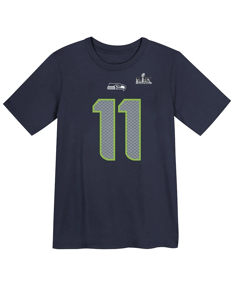 Nike Preschool Jaxon Smith-Njigba College Navy Seattle Seahawks Super Bowl Lx Patch Name & Number T-Shirt