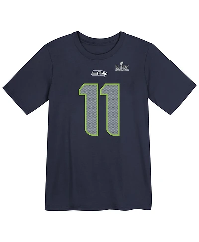 Nike Preschool Jaxon Smith-Njigba College Navy Seattle Seahawks Super Bowl Lx Patch Name & Number T-Shirt