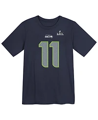 Nike Preschool Jaxon Smith-Njigba College Navy Seattle Seahawks Super Bowl Lx Patch Name & Number T-Shirt