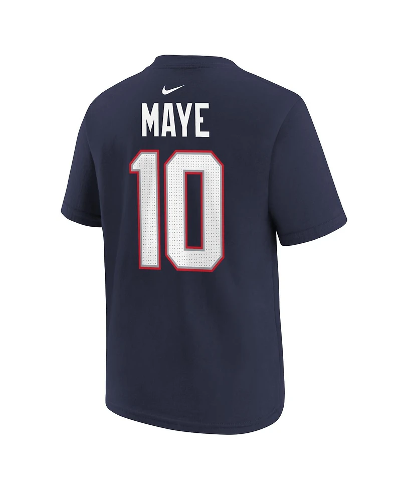Nike Big Boys and Girls Drake Maye Navy New England Patriots Super Bowl Lx Patch Name Number T-Shirt