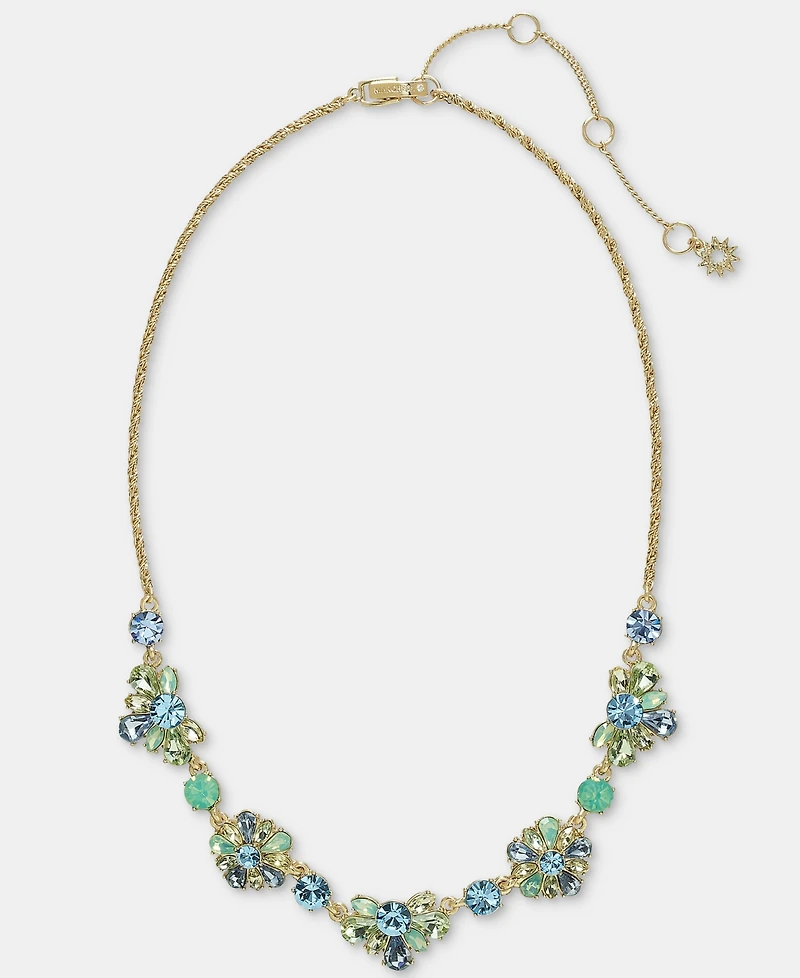 Marchesa Crystal Cluster Flower Statement Necklace, 16" + 3" extender