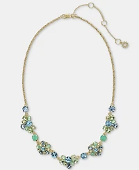 Marchesa Crystal Cluster Flower Statement Necklace, 16" + 3" extender