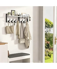 Yigii Wall Coat Rack with Shelf, 4-in-1 Organizer for Coats, Keys, Mail, Decor