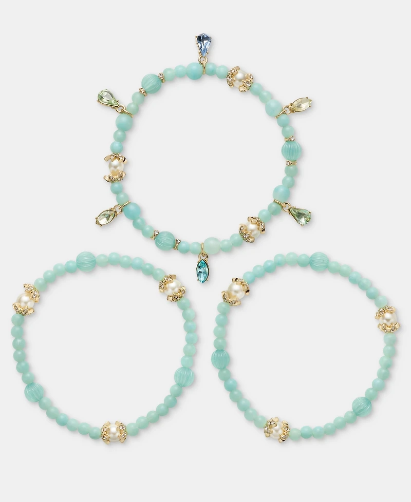 Marchesa 3-Pc. Set Crystal & Imitation Pearl Beaded Stretch Bracelets