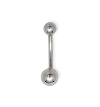 Curata Jewelry Solid 14k Yellow or White Gold 14G Curved Double Ball Button Navel Ring