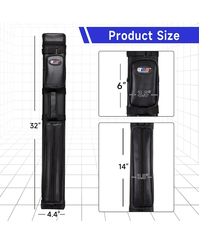 Gse Games & Sports Expert 3x6 Square Hard Pool Cue Case, Billiard Stick Carrying Case for 3 Sticks, Cases