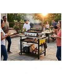 Gaomon Outdoor Grill Cart with Pegboard & 3 Shelves, Stainless Steel Bbq Prep Table with Wheels