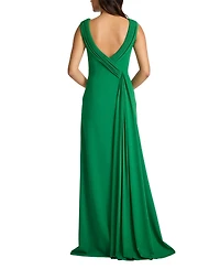 Tadashi Shoji Women's Plaza Drape Back Gown