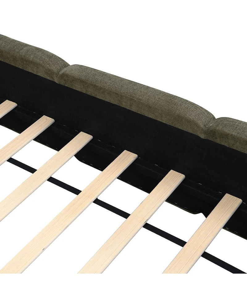 Streamdale Furniture California Linen Platform Bed with Thick Headboard/Footboard