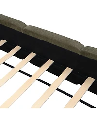 Streamdale Furniture California Linen Platform Bed with Thick Headboard/Footboard