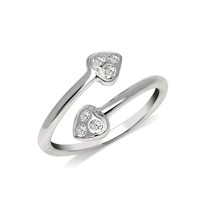 Curata Jewelry Solid 10K Gold Cubic Zirconia Love Heart Bypass toe ring