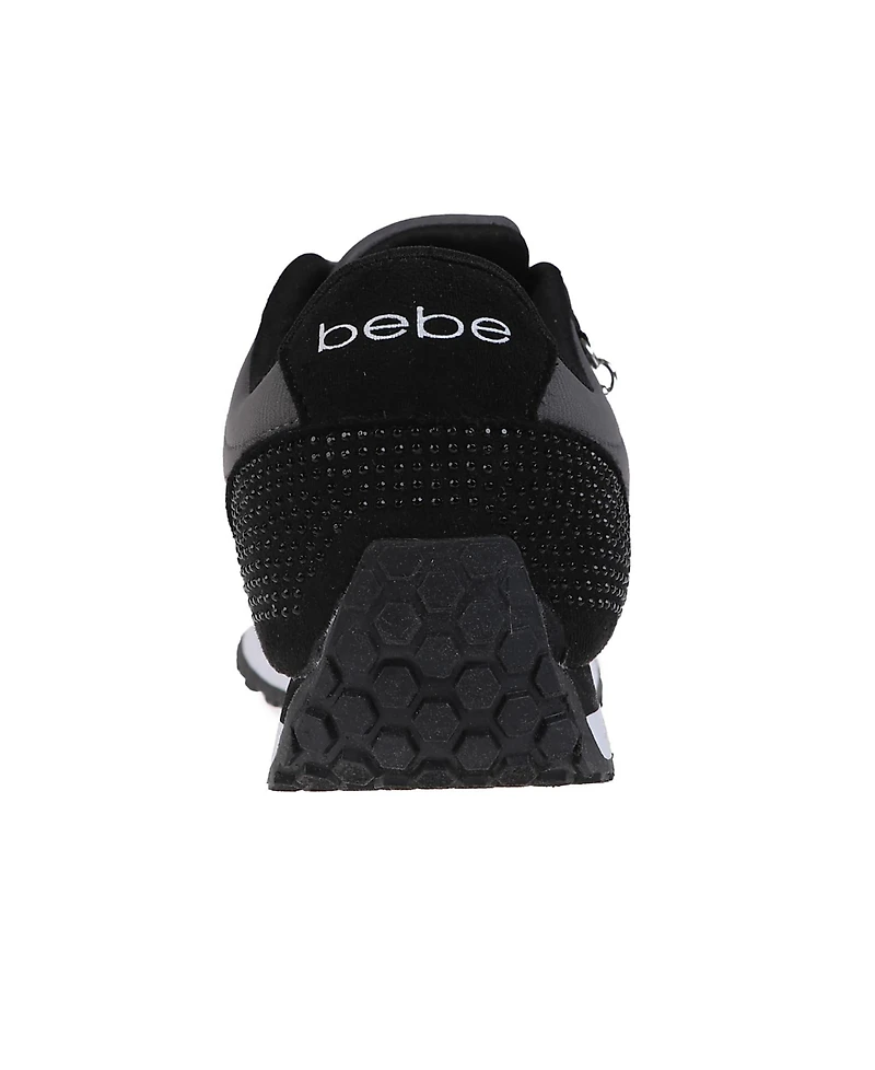 bebe Women's Sneaker with Embellised Upper and Dangle Charm