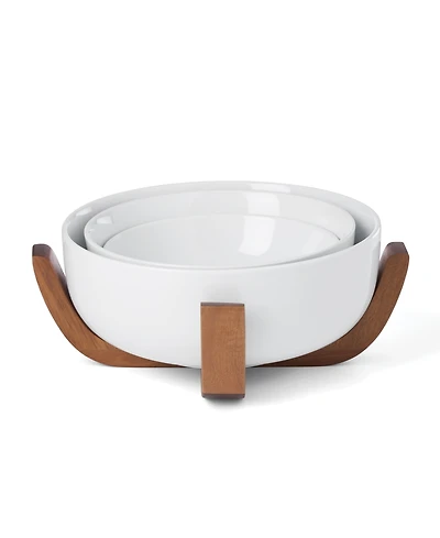 Oneida 24 Seven Colors Nesting Bowls With Wood Stand, Set of 4