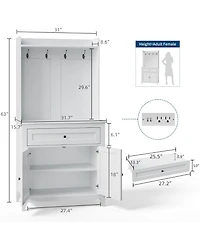 gaomon Kitchen Pantry Storage Cabinet with Outlet,with Microwave Shelf & 4 Hooks, Door Shelves & Drawer