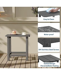 gaomon Square Hdpe Outdoor Side Table - Durable Adirondack Patio End Table for Beach