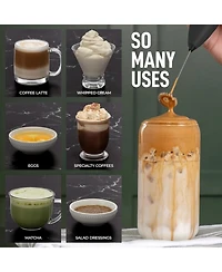 Handheld Milk Frother Stainless Steel Single Whisk with Stand