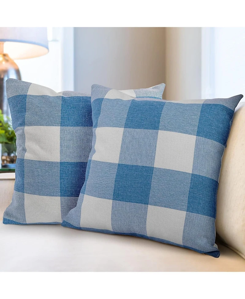 Zulay Kitchen Pack of 2 Buffalo Plaid Throw Pillow Covers - Farmhouse Porch Pillows Outdoor & Indoor Covers 18x18 inches