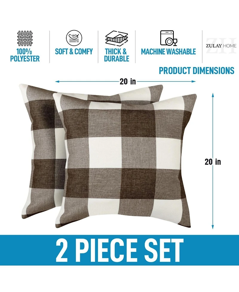 2 Pack Buffalo Plaid Throw Pillow Outdoor & Indoor Covers 16x16 inches